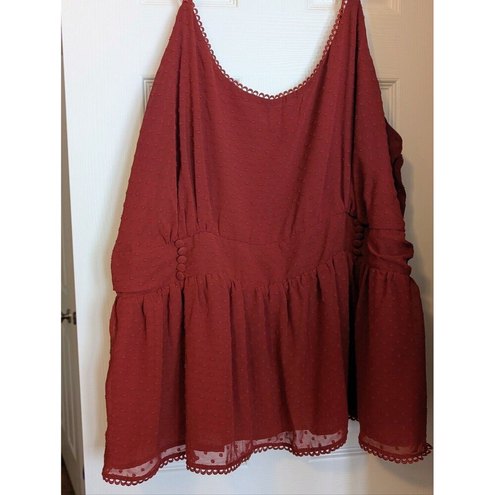 torrid Dark Orange Rust Ruffled Swiss Dot Tank Size 5 Or 28